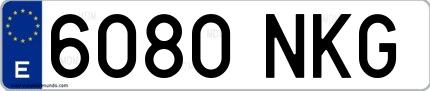 Ejemplo de matrícula española 6080 NKG