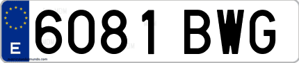 Ejemplo de matrícula de coche ordinaria 6081 BWG