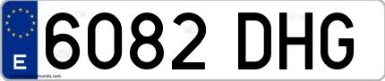 Ejemplo de matrícula española 6082 DHG