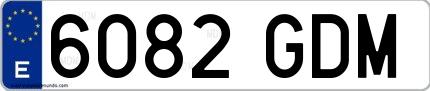 Ejemplo de matrícula española 6082 GDM