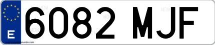 Ejemplo de matrícula española 6082 MJF