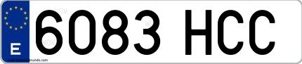Ejemplo de matrícula española 6083 HCC