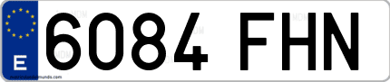 Ejemplo de matrícula de coche ordinaria 6084 FHN