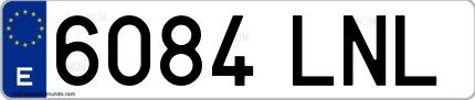 Ejemplo de matrícula española 6084 LNL