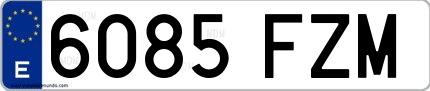 Ejemplo de matrícula española 6085 FZM