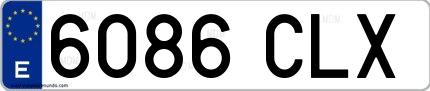 Ejemplo de matrícula española 6086 CLX