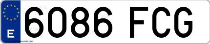 Ejemplo de matrícula española 6086 FCG