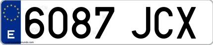 Ejemplo de matrícula española 6087 JCX