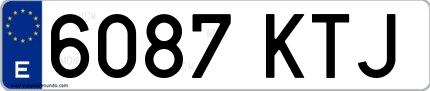 Ejemplo de matrícula española 6087 KTJ