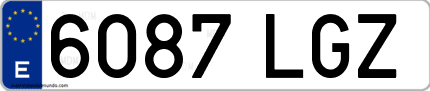 Ejemplo de matrícula de coche ordinaria 6087 LGZ
