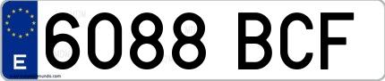 Ejemplo de matrícula española 6088 BCF