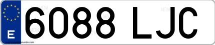 Ejemplo de matrícula española 6088 LJC