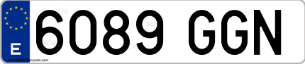 Ejemplo de matrícula de coche ordinaria 6089 GGN
