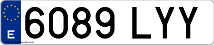 Ejemplo de matrícula de coche ordinaria 6089 LYY