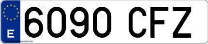 Ejemplo de matrícula española 6090 CFZ