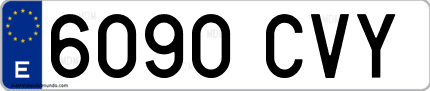 Ejemplo de matrícula de coche ordinaria 6090 CVY