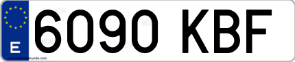 Ejemplo de matrícula de coche ordinaria 6090 KBF