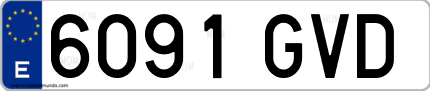 Ejemplo de matrícula de coche ordinaria 6091 GVD