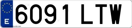 Ejemplo de matrícula española 6091 LTW