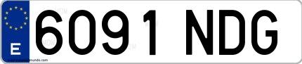 Ejemplo de matrícula española 6091 NDG