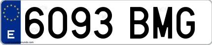 Ejemplo de matrícula española 6093 BMG