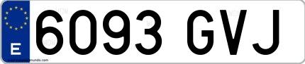 Ejemplo de matrícula española 6093 GVJ
