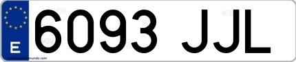 Ejemplo de matrícula española 6093 JJL
