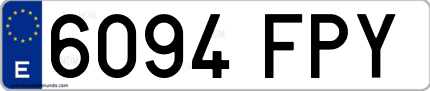 Ejemplo de matrícula de coche ordinaria 6094 FPY