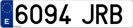 Ejemplo de matrícula española 6094 JRB