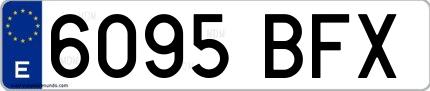 Ejemplo de matrícula española 6095 BFX
