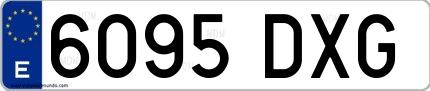 Ejemplo de matrícula española 6095 DXG