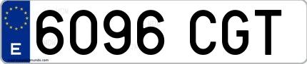 Ejemplo de matrícula española 6096 CGT