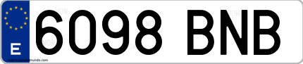 Ejemplo de matrícula de coche ordinaria 6098 BNB