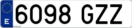 Ejemplo de matrícula de coche ordinaria 6098 GZZ