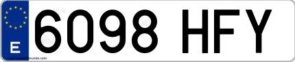 Ejemplo de matrícula española 6098 HFY
