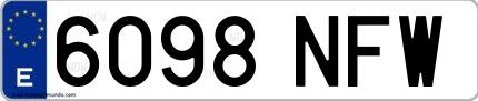 Ejemplo de matrícula española 6098 NFW