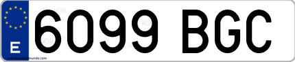 Ejemplo de matrícula de coche ordinaria 6099 BGC