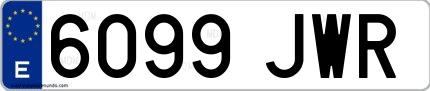 Ejemplo de matrícula española 6099 JWR