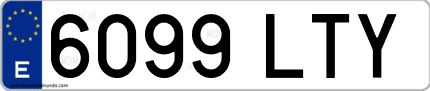 Ejemplo de matrícula de coche ordinaria 6099 LTY