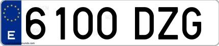 Ejemplo de matrícula española 6100 DZG