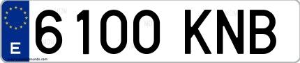 Ejemplo de matrícula española 6100 KNB