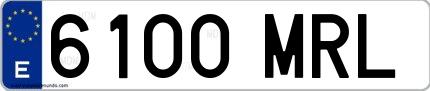 Ejemplo de matrícula española 6100 MRL