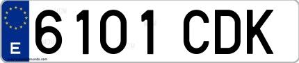 Ejemplo de matrícula española 6101 CDK