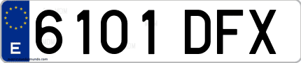 Ejemplo de matrícula de coche ordinaria 6101 DFX