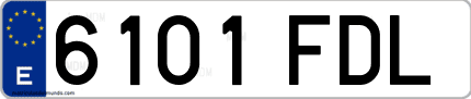 Ejemplo de matrícula de coche ordinaria 6101 FDL