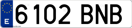 Ejemplo de matrícula de coche ordinaria 6102 BNB