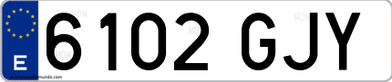 Ejemplo de matrícula de coche ordinaria 6102 GJY