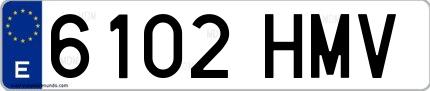 Ejemplo de matrícula española 6102 HMV