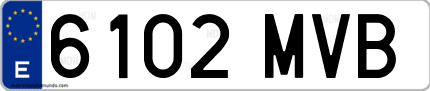 Ejemplo de matrícula de coche ordinaria 6102 MVB