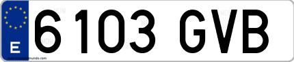 Ejemplo de matrícula de coche ordinaria 6103 GVB